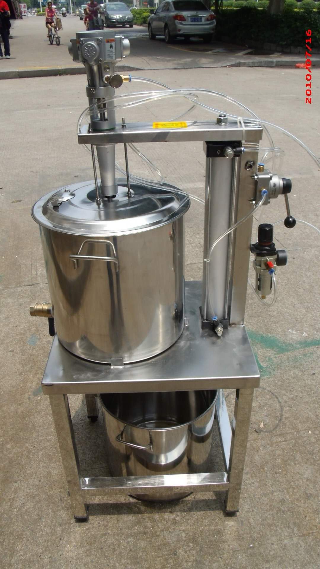 20L气动升降搅拌机配桶下排式